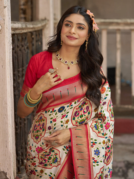 White Pure Viscose Saree With Blouse Piece