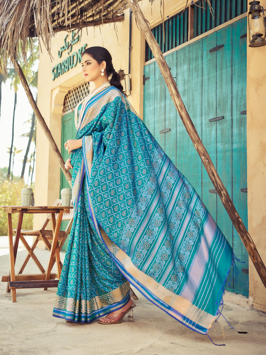 Blue Soft Silk Festive Wear Saree With Blouse Piece