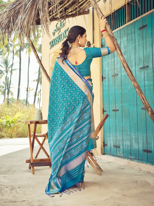 Blue Soft Silk Festive Wear Saree With Blouse Piece