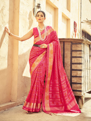 Pink Soft Silk Festive Wear Saree With Blouse Piece