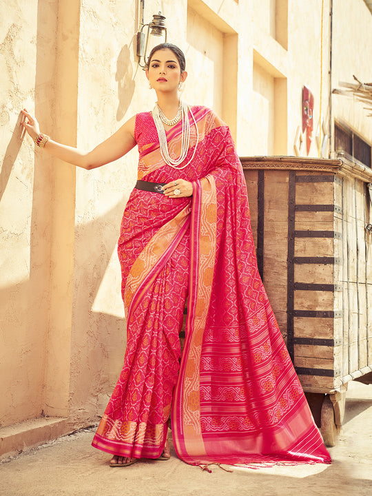 Pink Soft Silk Festive Wear Saree With Blouse Piece