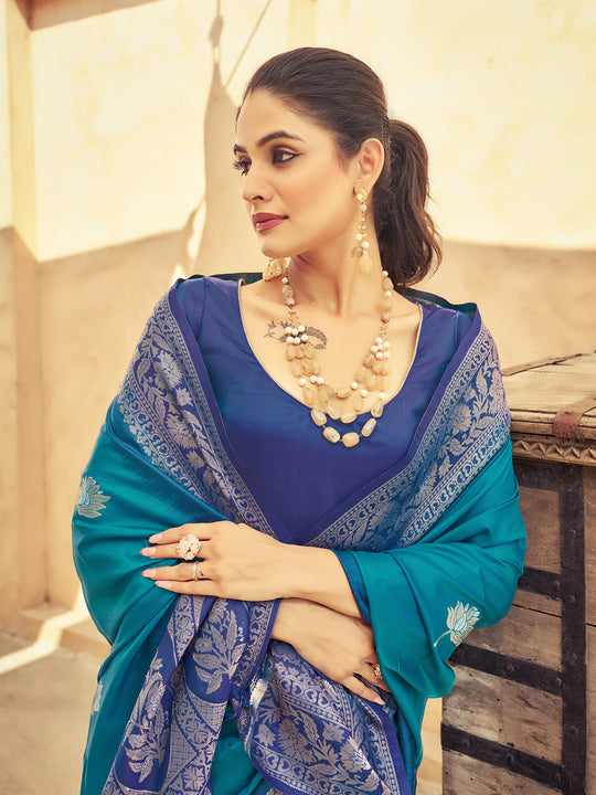 Green Soft Silk Festive Wear Saree With Blouse Piece