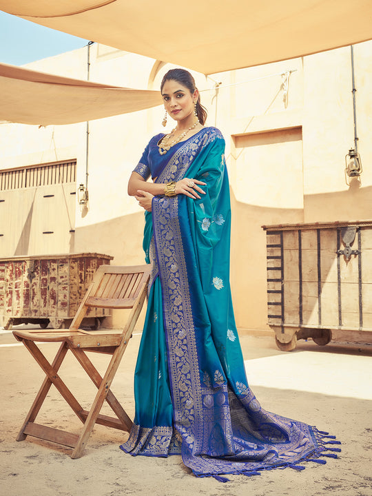 Green Soft Silk Festive Wear Saree With Blouse Piece