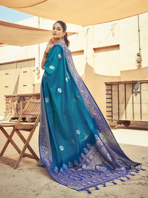 Green Soft Silk Festive Wear Saree With Blouse Piece