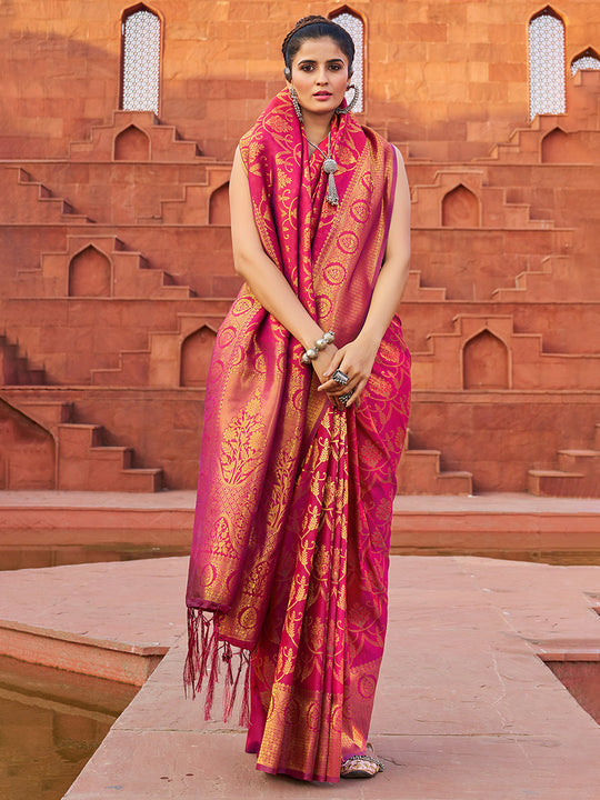 Purple Soft Silk Festive Wear Saree With Blouse Piece