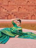 Green Soft Silk Festive Wear Saree With Blouse Piece