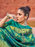 Green Soft Silk Festive Wear Saree With Blouse Piece