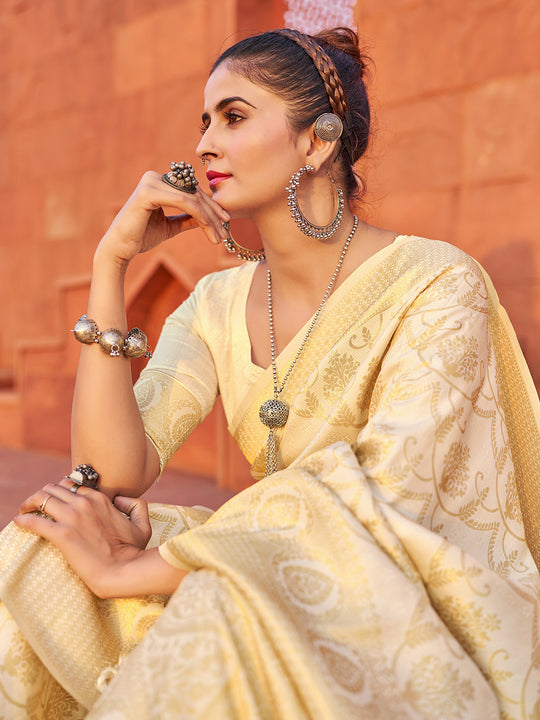 White Soft Silk Festive Wear Saree With Blouse Piece