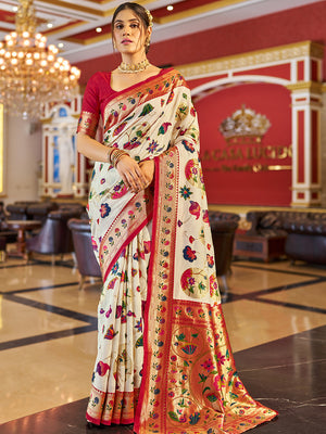 White Pure Viscose Saree With Blouse Piece