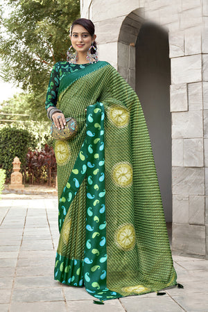 Dark Green Georgette Saree