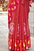 Taffy Red Georgette Saree