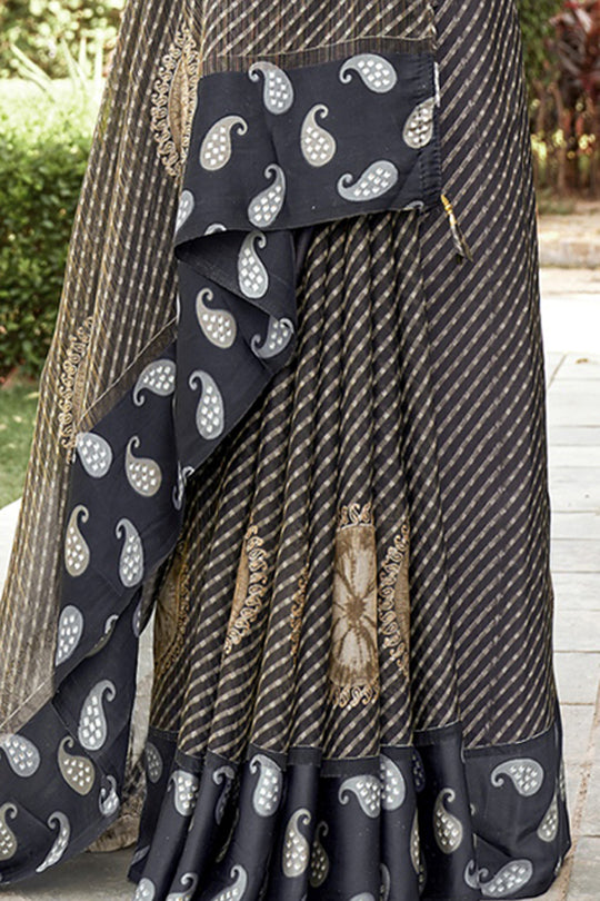Dark Brown Georgette Saree