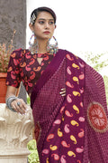 Magenta Pink Georgette Saree