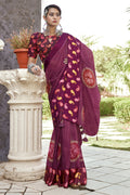 Magenta Pink Georgette Saree