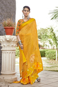 Marigold Yellow Georgette Saree