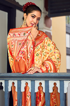 Buttermilk Beige Paithani Saree