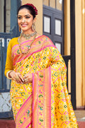 Lemon Yellow Paithani Saree