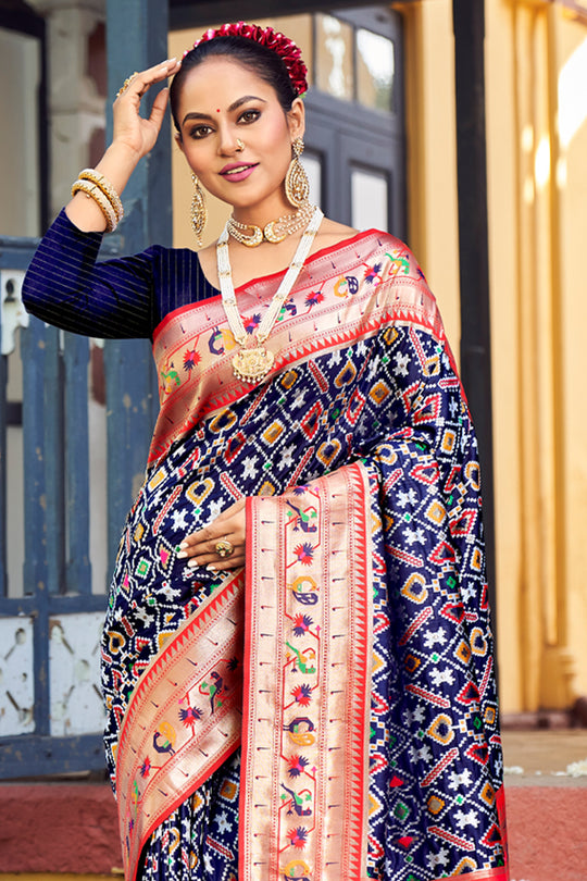 Navy Blue Paithani Saree