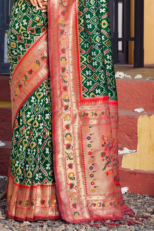 Forest Green Paithani Saree