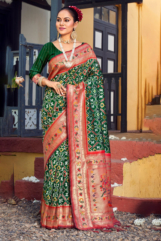 Forest Green Paithani Saree