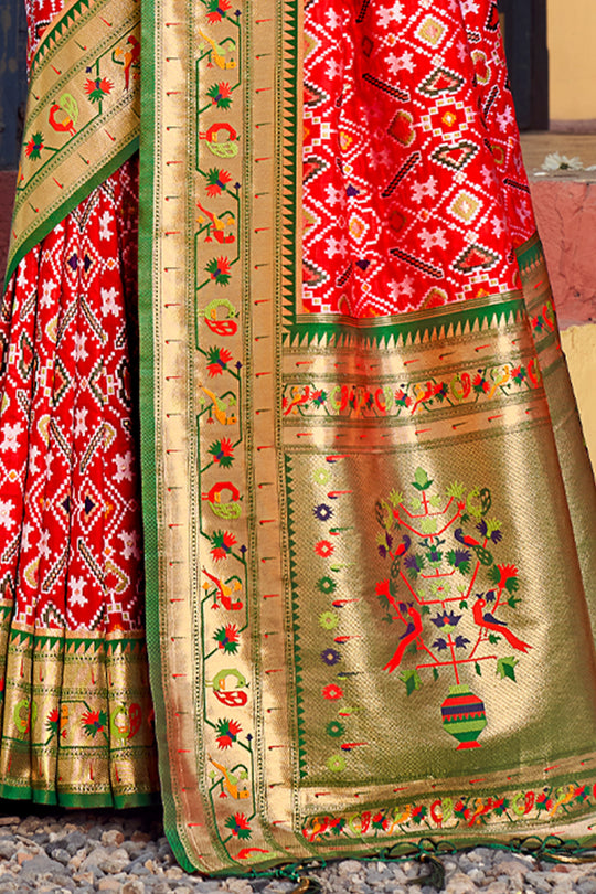 Taffy Red Paithani Saree