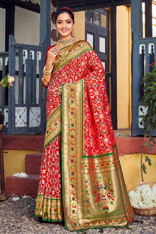 Taffy Red Paithani Saree