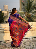 Violet Banarasi Silk Blend Saree With Blouse Piece