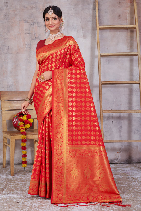 Taffy Red Banarasi Saree