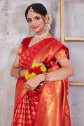 Taffy Red Banarasi Saree