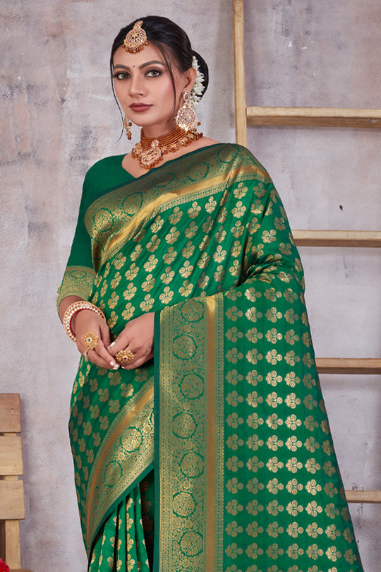 Forest Green Banarasi Saree