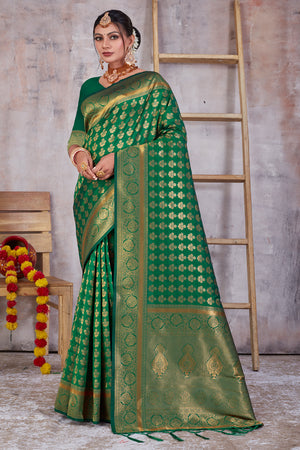 Forest Green Banarasi Saree