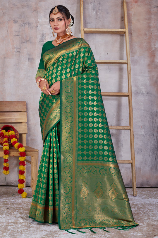 Forest Green Banarasi Saree