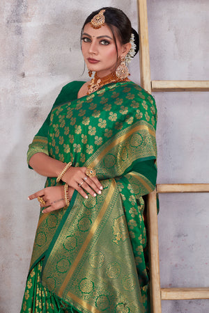 Forest Green Banarasi Saree