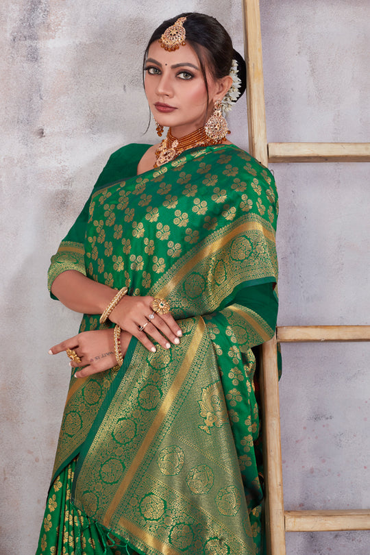 Forest Green Banarasi Saree