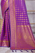 Grepe Violet Banarasi Saree