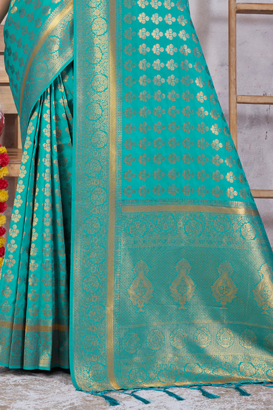 Teal Green Banarasi Saree