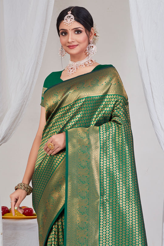 Dark Green Kanjivaram Saree