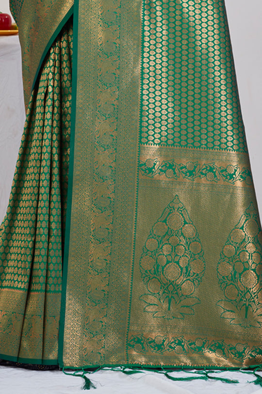 Dark Green Kanjivaram Saree