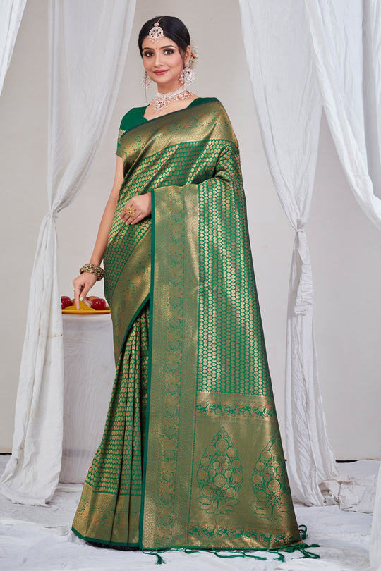 Dark Green Kanjivaram Saree