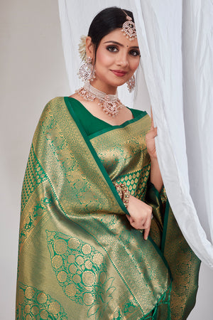 Dark Green Kanjivaram Saree