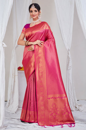 Magenta Pink Kanjivaram Saree