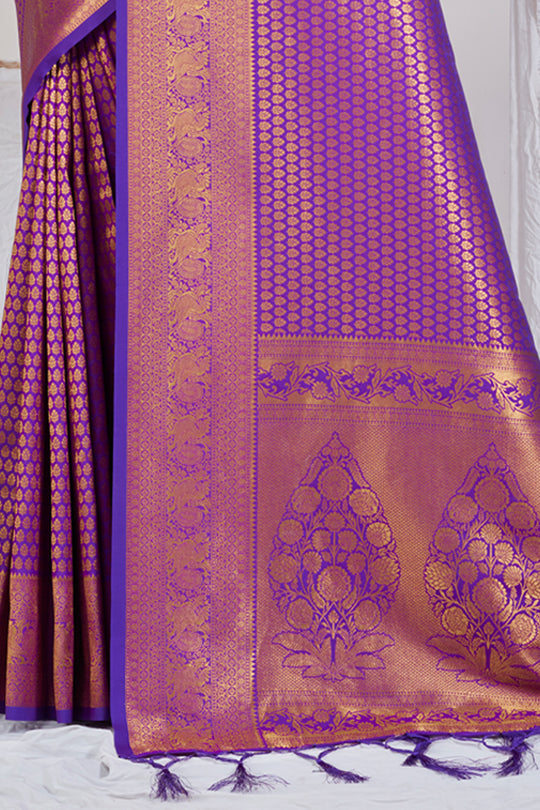 Grepe Violet Kanjivaram Saree