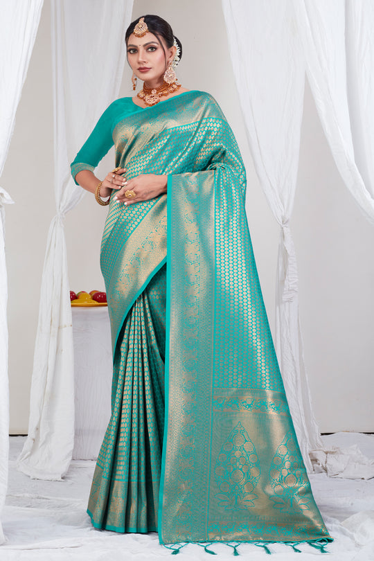 Teal Green Kanjivaram Saree