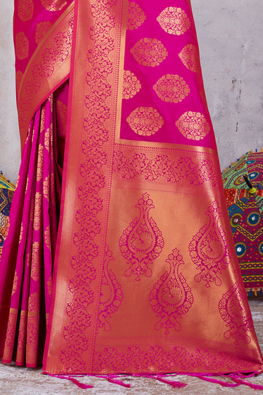 Hot Pink Banarasi Saree