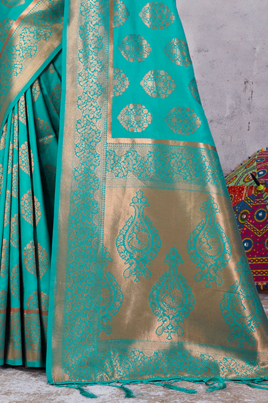 Teal Green Banarasi Saree