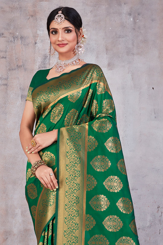 Forest Green Banarasi Saree