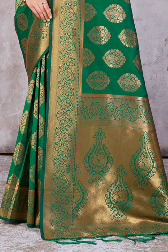 Forest Green Banarasi Saree