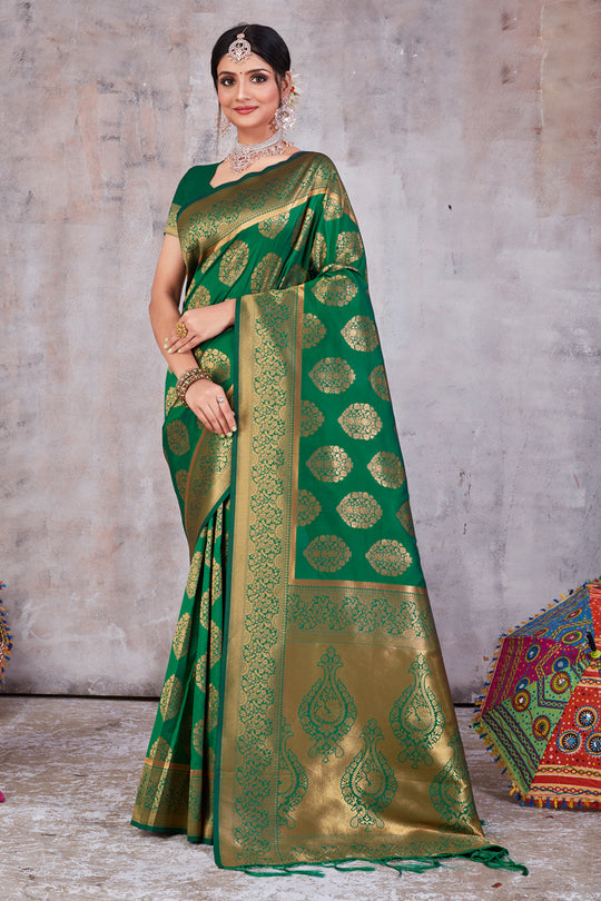 Forest Green Banarasi Saree