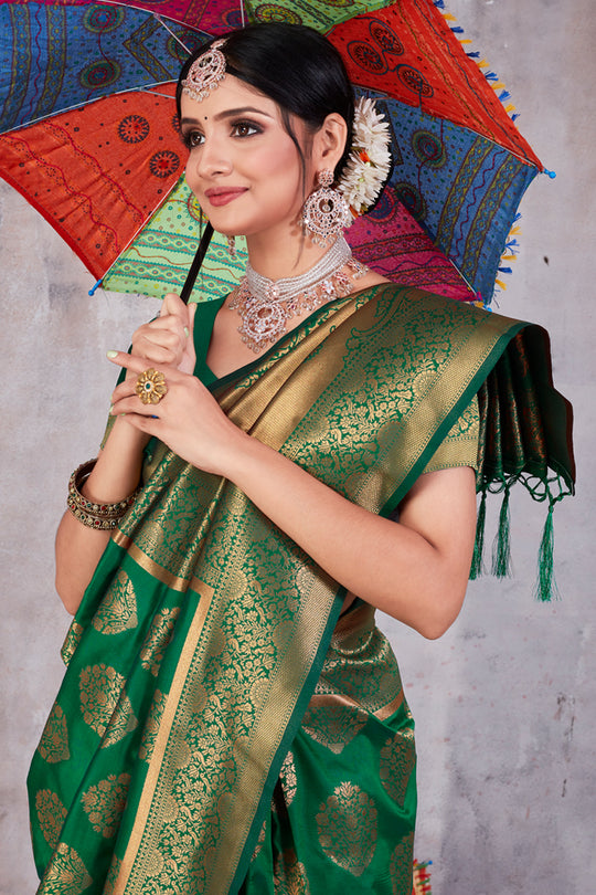 Forest Green Banarasi Saree