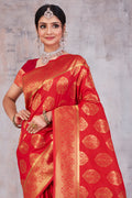 Cherry Red Banarasi Saree